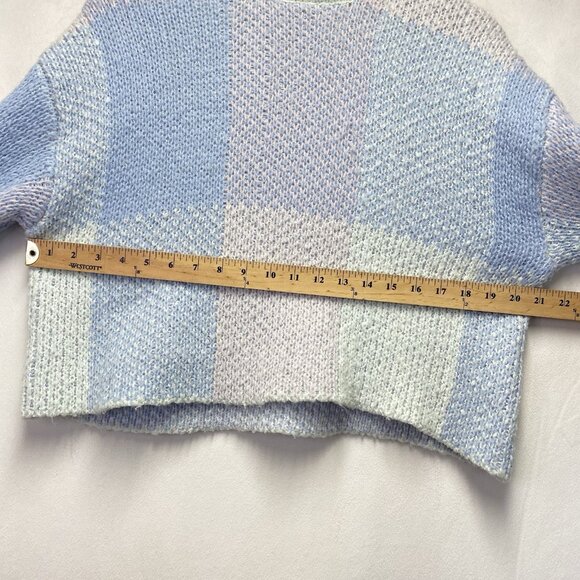 Jessica Simpson Knit Pastel Color-block Oversized Cropped Sweater Women XS Blue - Picture 6 of 16